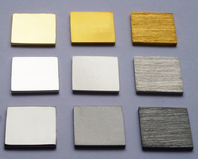 plaqué or, plaqué rhodium, plaqué ruthenium, surface polie, surface sablée ou sablage, surface brossée